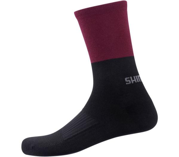 SHIMANO ORIGINAL WOOL TALL SOCKS BLACK/MAROON (S-M ( 36-40))